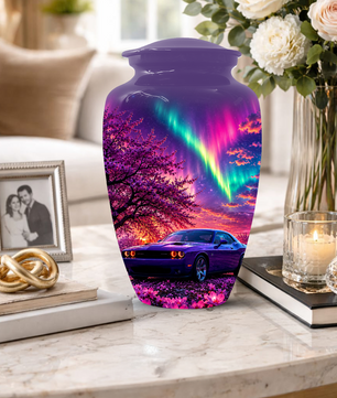 Muscle Car Urn for Human Ashes, Aurora Borealis Cremation Keepsake Urnsfor Dad