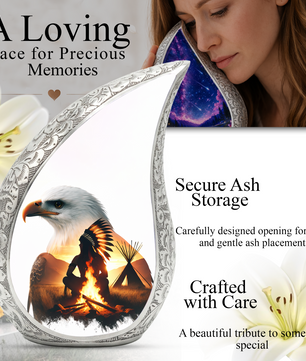 Eagle Memorial Adult Cremation Urn, Native American Inspired Adult Urn for Ashes