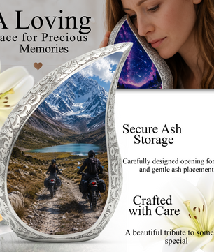 Motorcycle Rider Cremation Urn for Dad – Adventure Tribute Urn for Adult Male Ashes