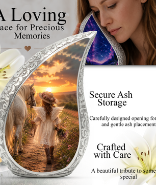 Angel Horse Memorial Urn for Ashes, Mom Cremation Urn,Adult Funeral Urn for Human Ash