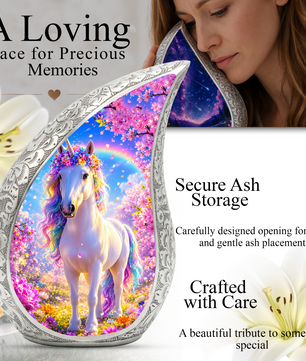 Ocean Unicorn Urn for Mom, Fantasy Cremation Keepsake Urn for Women