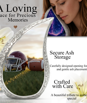 Football Urn for Dad | Adult Cremation Urn | Personalized Memorial Urn for Father, Men & Loved Ones