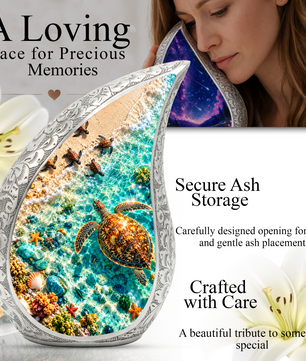 Sea Turtle Cremation Urn for Ashes, Ocean Beach Adult Memorial Urn