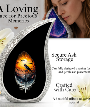 Feather Memorial Urn for Mom – Personalized Cremation Urn for Human Ashes | Beautiful Urns for Women