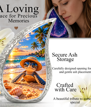 Turtle Cremation Urn for Ashes, Sea Turtle Memorial Urn, Beach Adult Urn