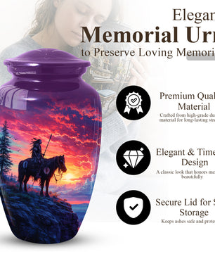 Native American Horse Urns for Dad, Adult Cremation Large  Urn For Ashes