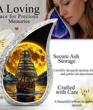 Pirate Ship Ocean Adult Urn for Human Ashes – Premium Ocean Wave Cremation Urn