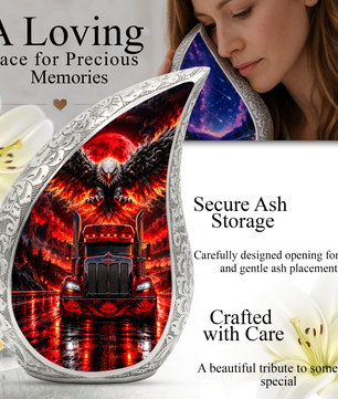 Semi Truck Cremation Urn for Ashes, Truck Driver Memorial Urn, Personalized Trucker Urn, Eagle Cremation Urn
