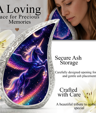 Unicorn Memorial Urn for Mom, Fantasy Cremation Urn for Women