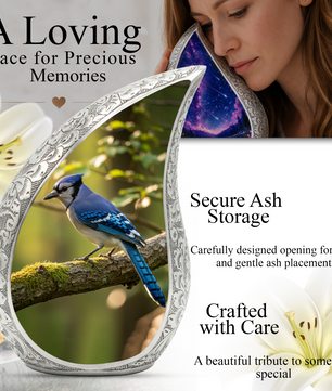 Blue Jay Memorial Urn for Mom | Personalized Funeral Urn