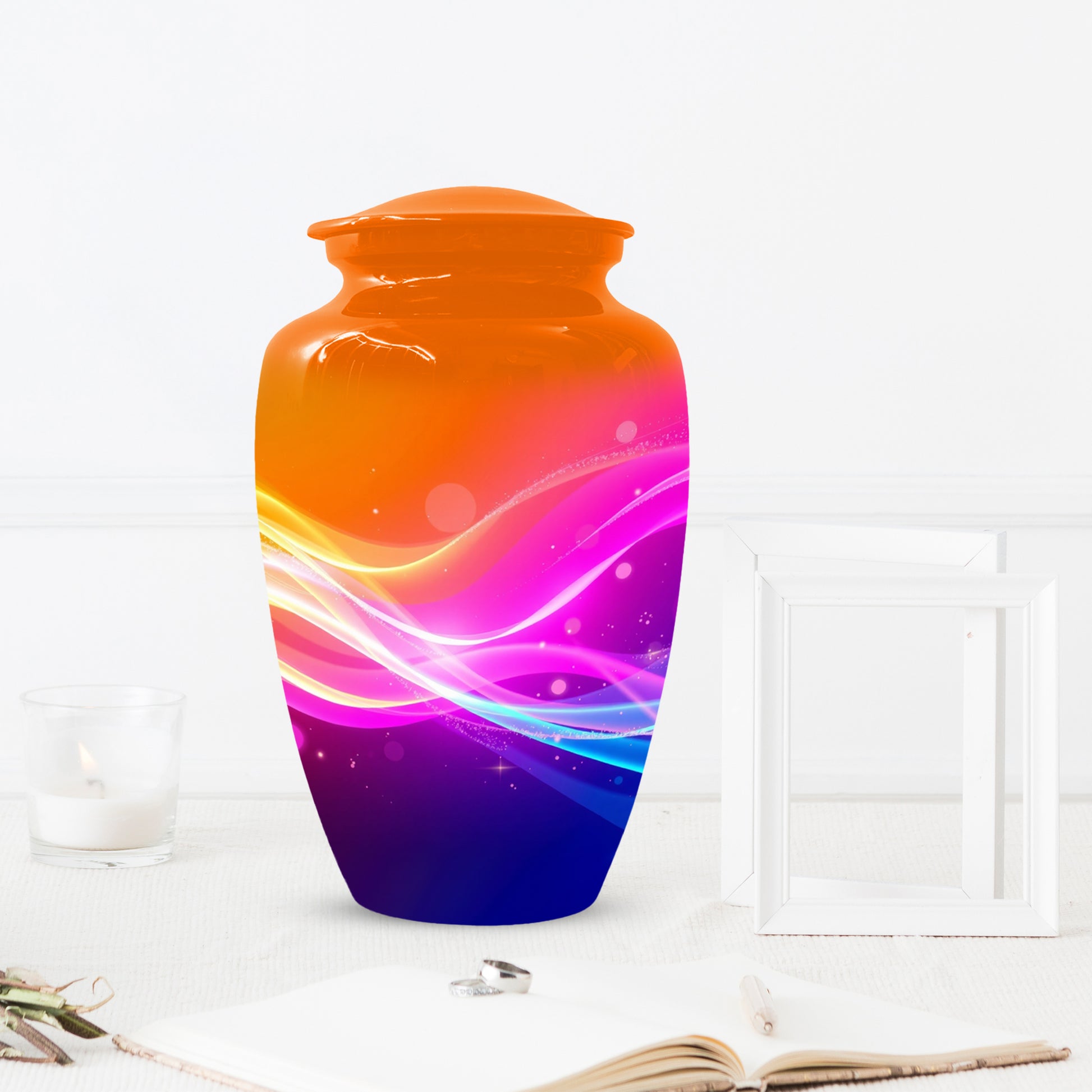 Modern Abstract Cremation Urn for Ashes – Colorful Adult Funeral Urns