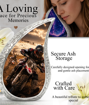 Motorcycle Rider Urn for Dad | Adult Male Cremation Urn for Ashes | Motorcycle Urns for Men