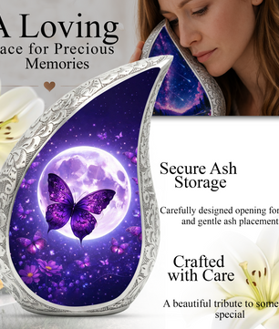 Purple Butterfly Adult Urn for Human Ashes – Premium Purple Butterfly Cremation Urn