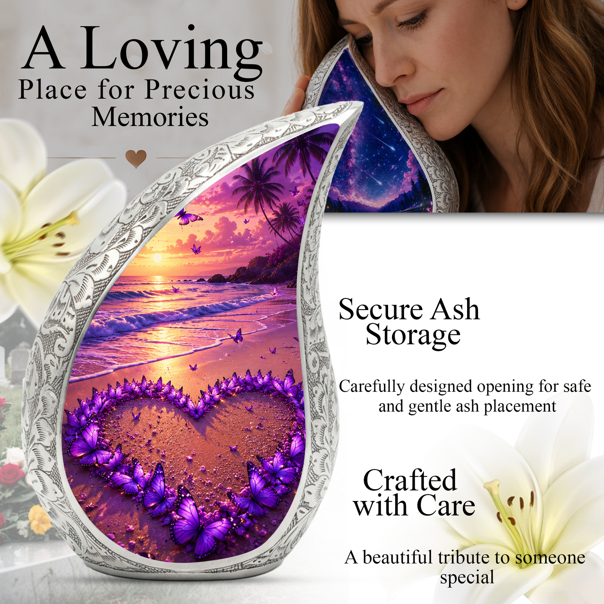 Beach Butterfly Urn for Human Ashes | Beach Urns, Ocean Wave Cremation Urn