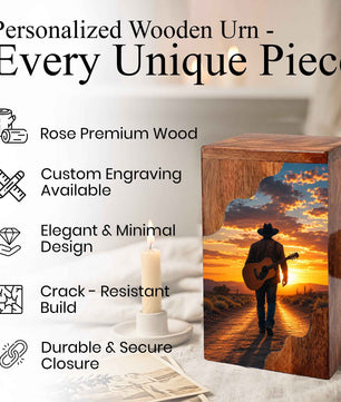 Guitar Wooden Cremation Urn – Wooden Urn for Human Ashes