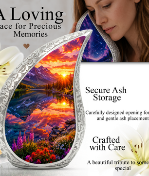 Mountain Lake Cremation Urn for Mom & Dad | Beautiful Landscape Adult Urn