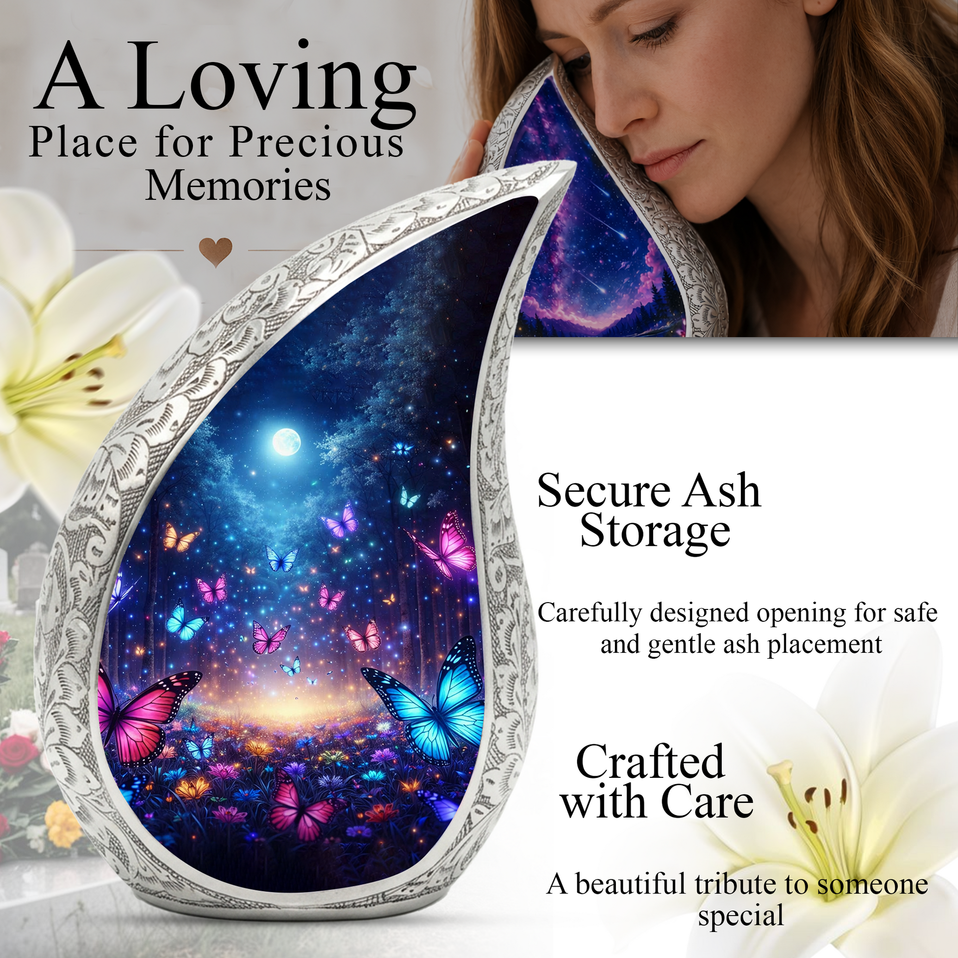 Personalized Butterfly Urn for Mom – Butterfly Urn for Ashes | Beautiful Cremation Urn for Women & Memorial Keepsake