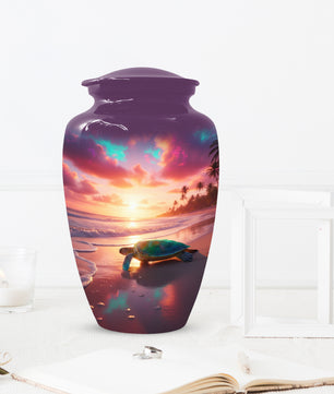 Sea Turtle Urn for Human Ashes | Beach Themed Adult Cremation Urn, Ocean Memorial Urn