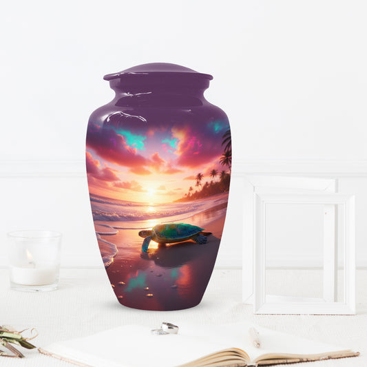 Sea Turtle Urn for Human Ashes | Beach Themed Adult Cremation Urn, Ocean Memorial Urn