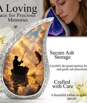Fishing in Heaven Urn for Dad, Gone Fishing Cremation Urn for Ashes