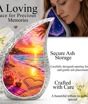 Tropical Beach Adult Cremation Urn – Personalized Adult Urn for Ashes | Sunset Memorial Urn