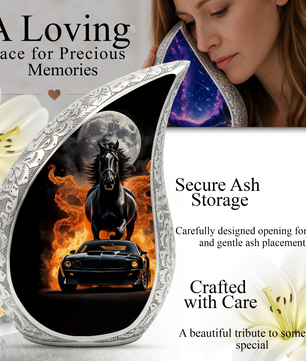 Muscle Car Cremation Urn for Dad – Personalized Urn for Father | Horse Memorial Adult Cremation Urn for Men