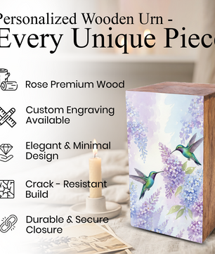 Green Humming Bird Urn For Ashes - Floral Hummingbird Keepsake Urns For Adults