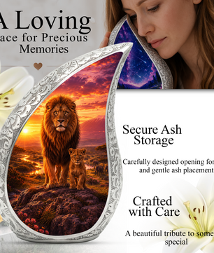 Lion Sunset Urn for Human Ashes | Adult Cremation Urn for Ashes