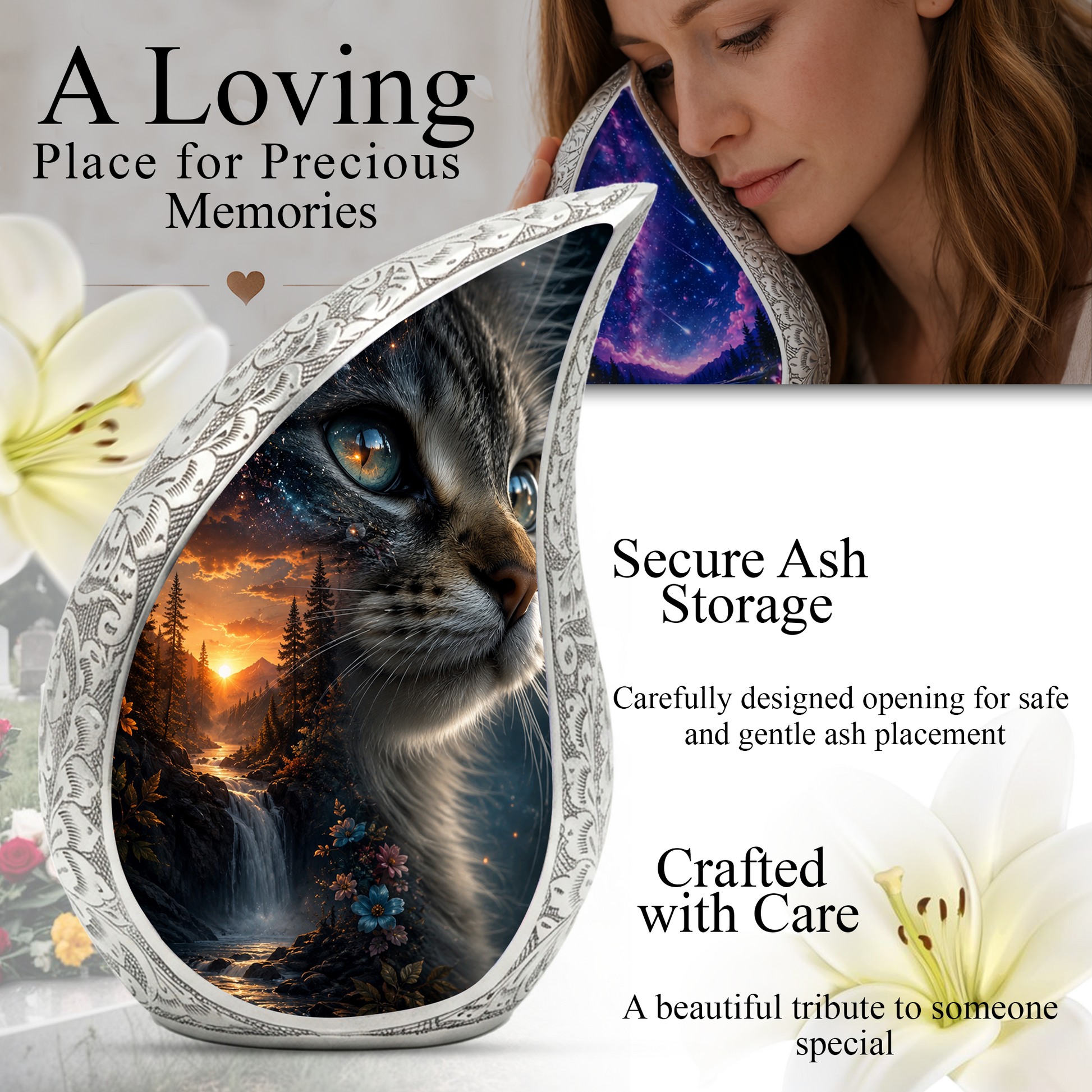 Cat Urn for Ashes | Personalized Cat Cremation Urn for Beloved Pet Memorial