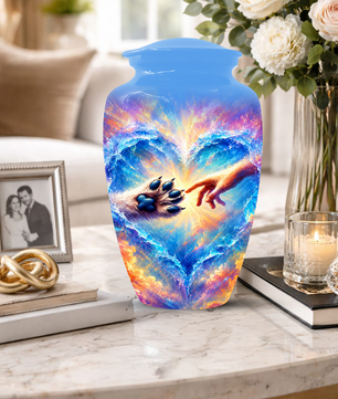 Rainbow Bridge Paw Print Cremation Urn -Dog Memorial Keepsake Urns for Ashes