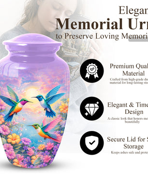 Hummingbird Urn for Mom – Floral Memorial Large Urn for Ashes | Adult Female Cremation Urn