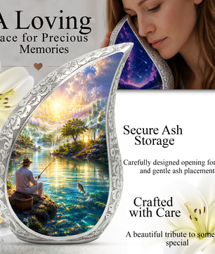 Fishing Urn for Human Ashes | Gone Fishing Urn for Dad & Father | Fishing Cremation Urn for Men