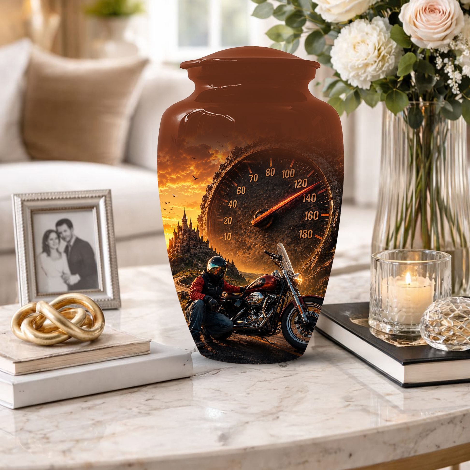 Motorcycle Urn for Ashes - Motorcycle Memorial  Keepsake for Dad