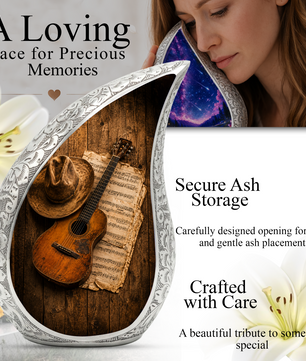 Guitar Urn for Human Ashes | Rock Music Adult Cremation Urn | Guitar Memorial Urn for Adult Ashes