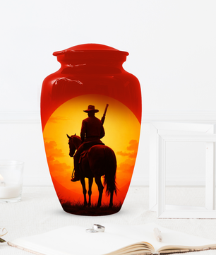 Cowboy Urn for Ashes | Western Horse Cremation Urn for Dad | Custom Funeral Cremation Urn for Men