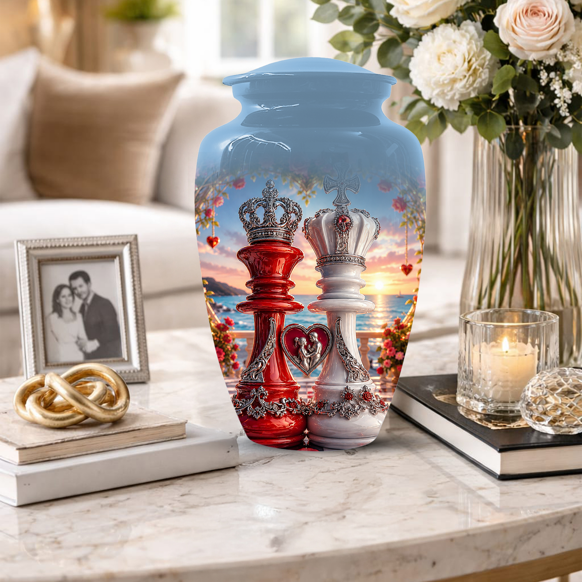 Extra Large Companion Urn for Two Adults - Personalized Couple Memorial for Mom & Dad
