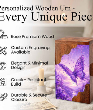 Butterfly Cremation Urn for Mom | Wooden Butterfly Urn for Human Ashes
