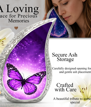 Purple Butterfly Urn for Human Ashes | Butterfly Urn | Urn for Mom