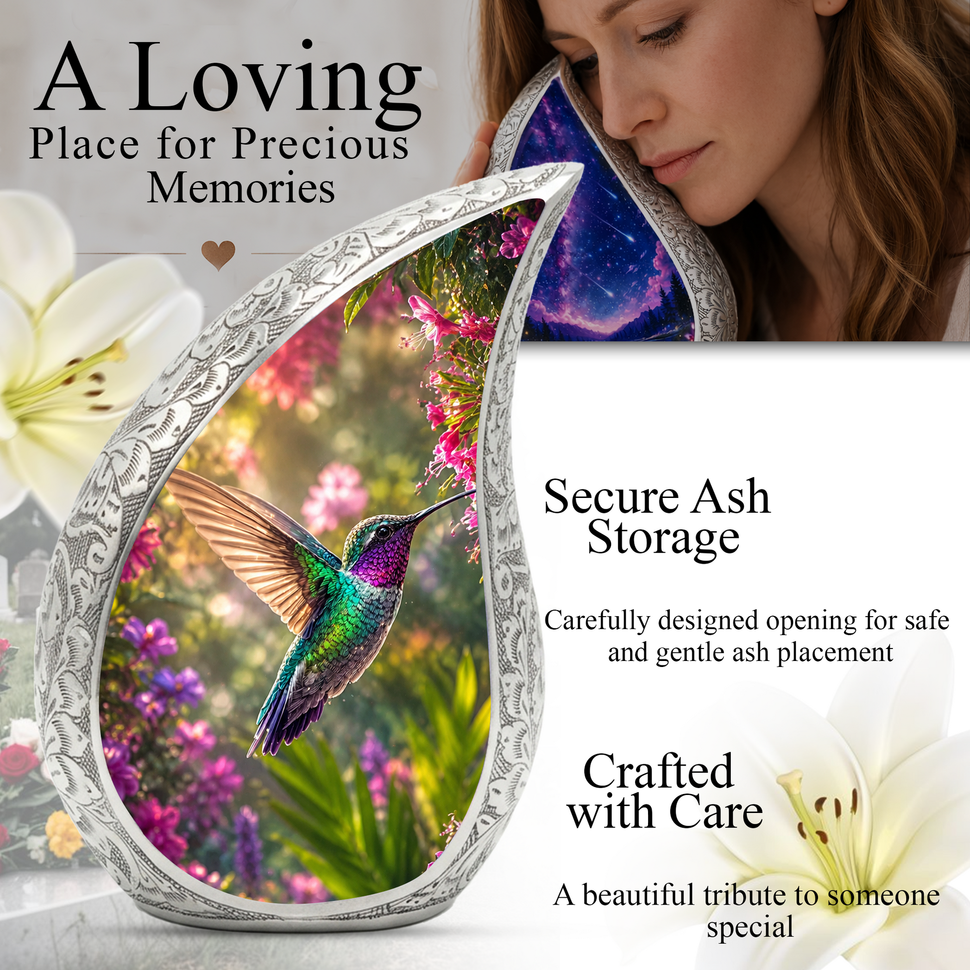 Hummingbird Urn for Human Ashes – Beautiful Adult Cremation Urn
