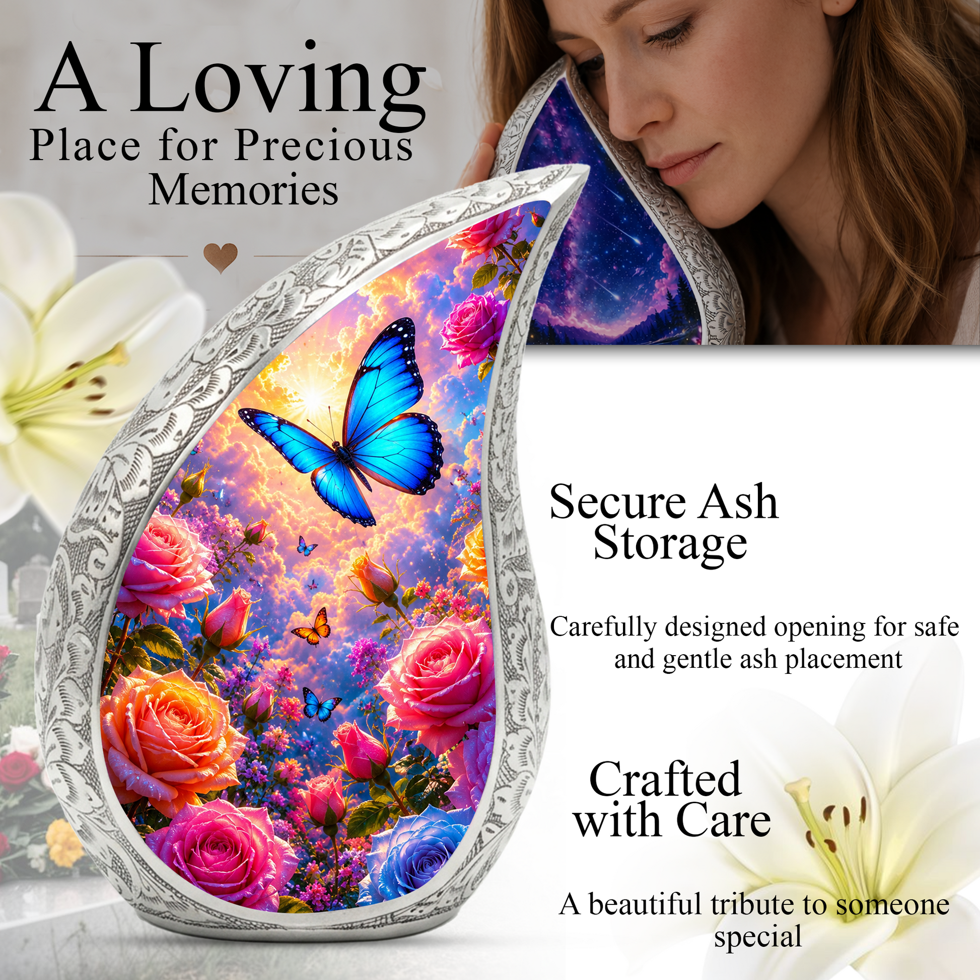 Butterfly Urn for Mom | Beautiful Butterfly Urn for Human Ashes