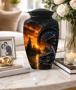 Motorcycle Memorial Urn for Dad | Biker Cremation Urns for Ashes Male