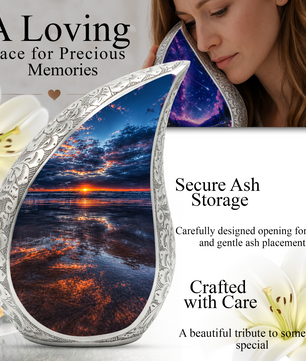 Ocean Sunset Urn for Human Ashes | Beach Cremation Urn, Ocean Wave Memorial Urn
