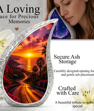 Beach Sunset Urn for Human Ashes | Ocean Coastal Adult Cremation Urn