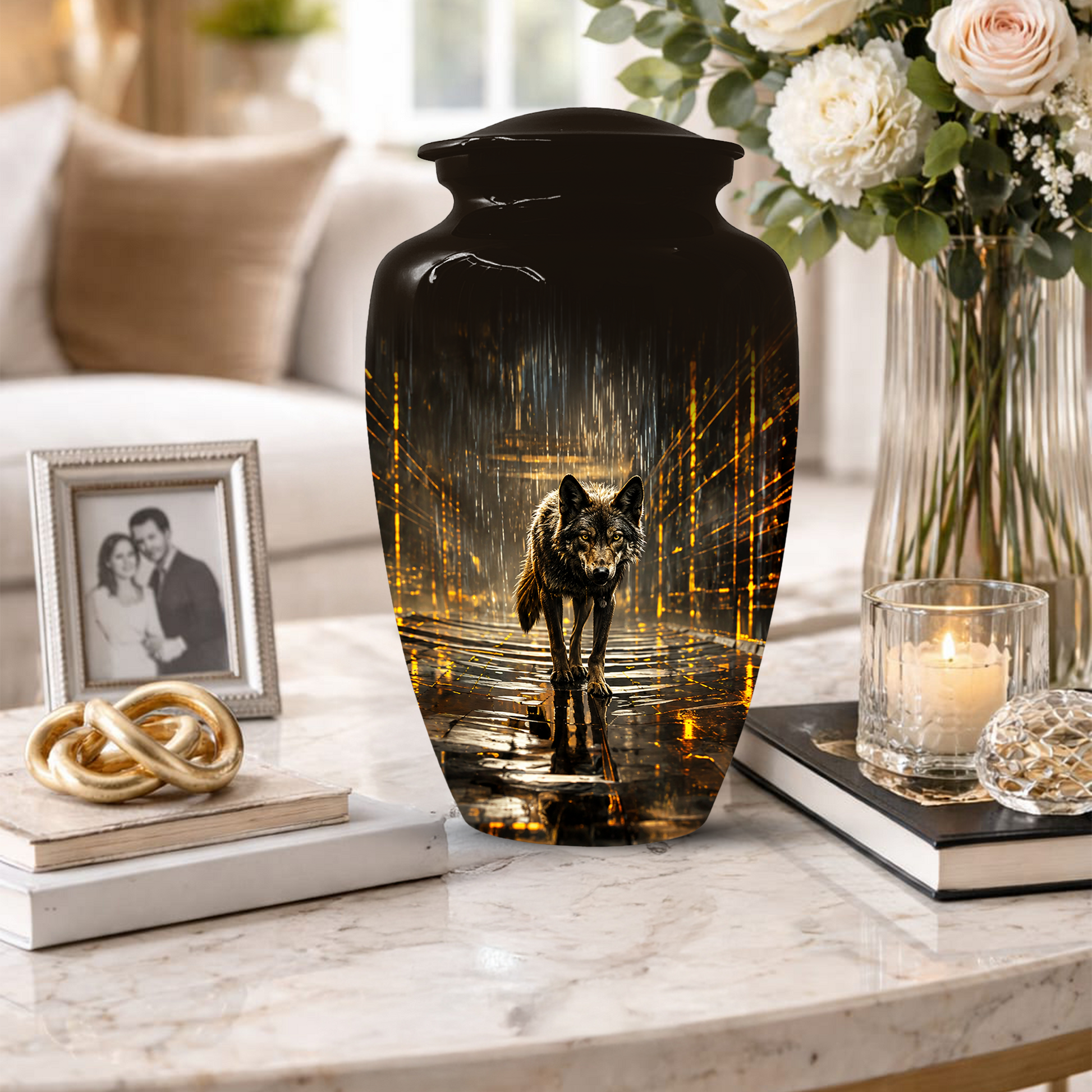 Wolf Animal Urn For Human Ashes Male | Small Keepsake & Large Cremation Urns For Men