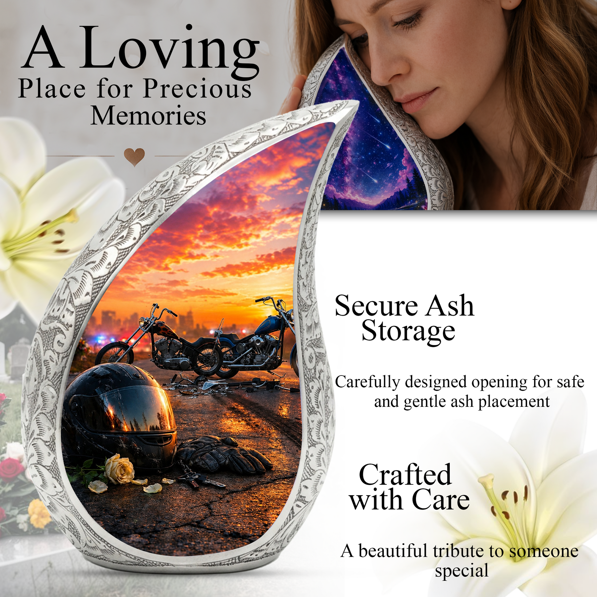Christian Cross Urn for Dad, Religious Cremation Urn for Ashes,Adult Male Keepsake Urn