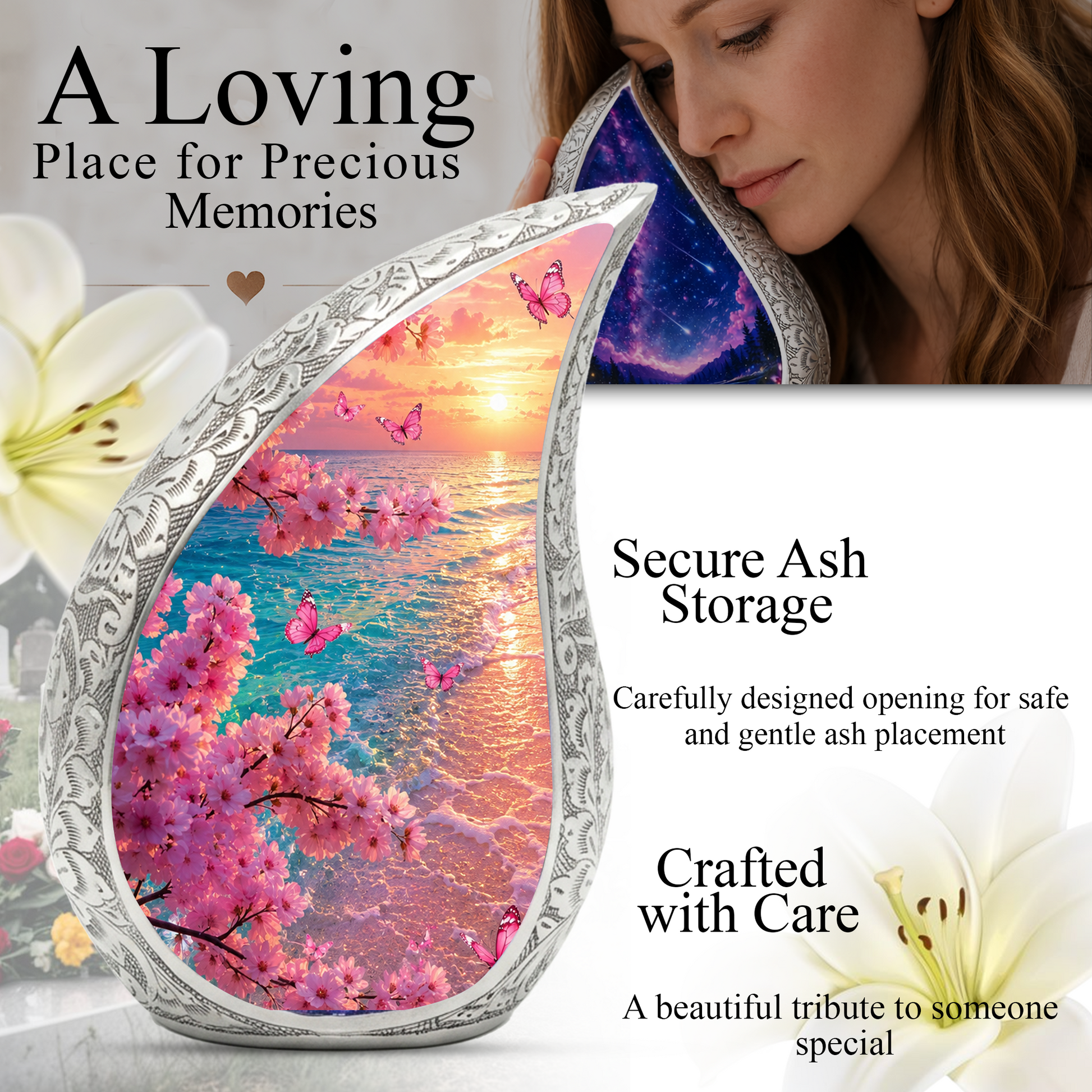 Beach Urn for Human Ashes – Ocean Sunset Cremation Urn