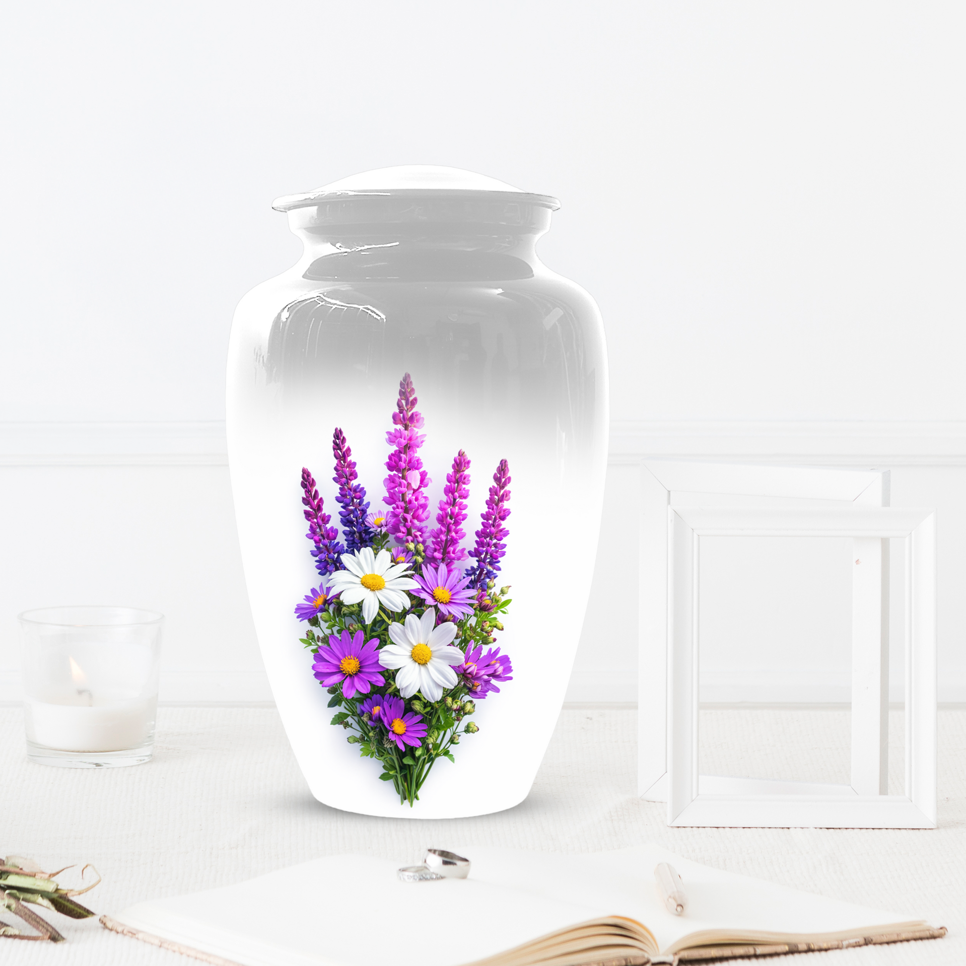 Wildflower Urn for Ashes, Custom Floral Cremation Urn for Mom