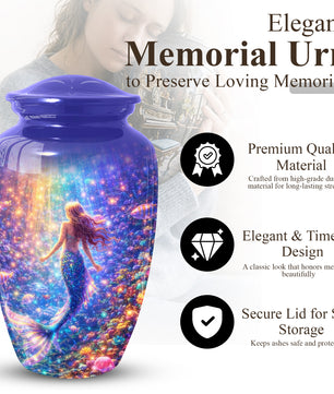 Mermaid Urn for Mom- Ocean Memorial Cremation Large Urn For Female