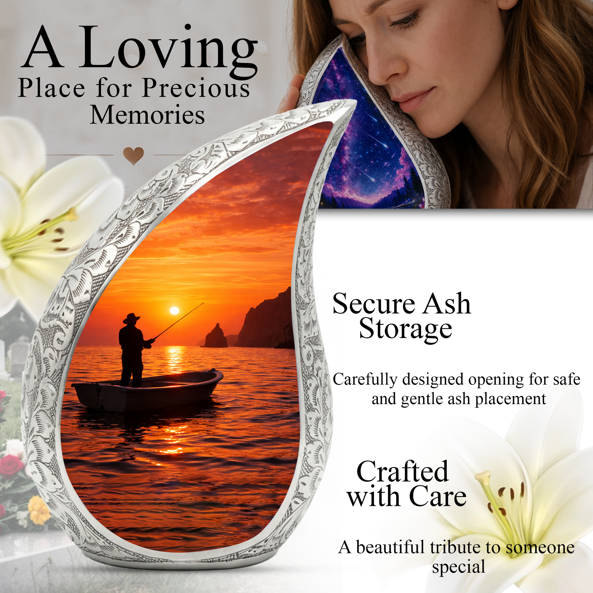 Gone Fishing Urn, Personalized Urn for Dad, Fishing Urns for Human Ashes