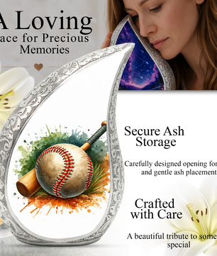 Baseball Urn for Dad, Adult Cremation Urn for Human Ashes
